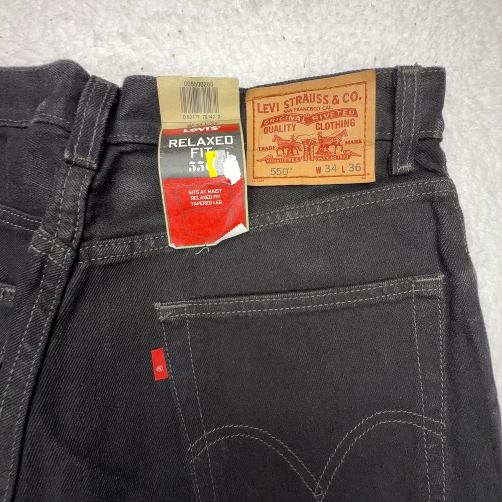 Levis 550 Relaxed Fit Tapered Leg Jeans Mens 34x36 Black Denim 005500260 NWT